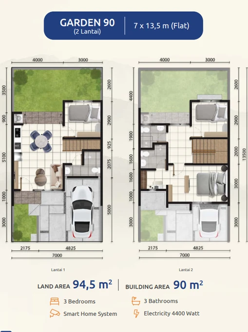 Floor plan for Garden 90 Flat